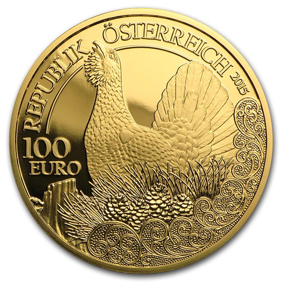 2015 Austria Prf Gold €100 Wildlife in our Sights (Capercaillie) 2015 Austria Prf Gold €100 Wildlife in our Sights (Capercaillie)